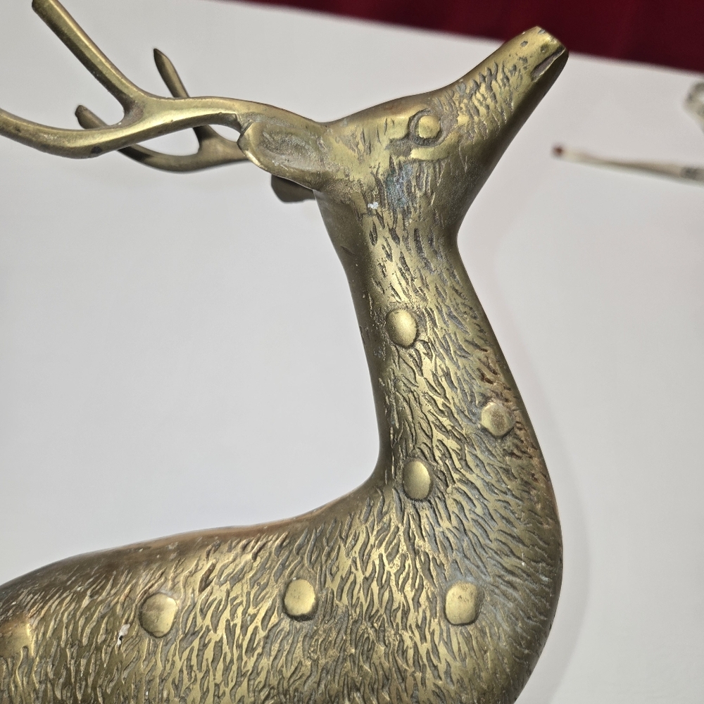 Brass Standing Deer Buck  Figurine - Metallic Gold Accent Vintage - Picture 7 of 7